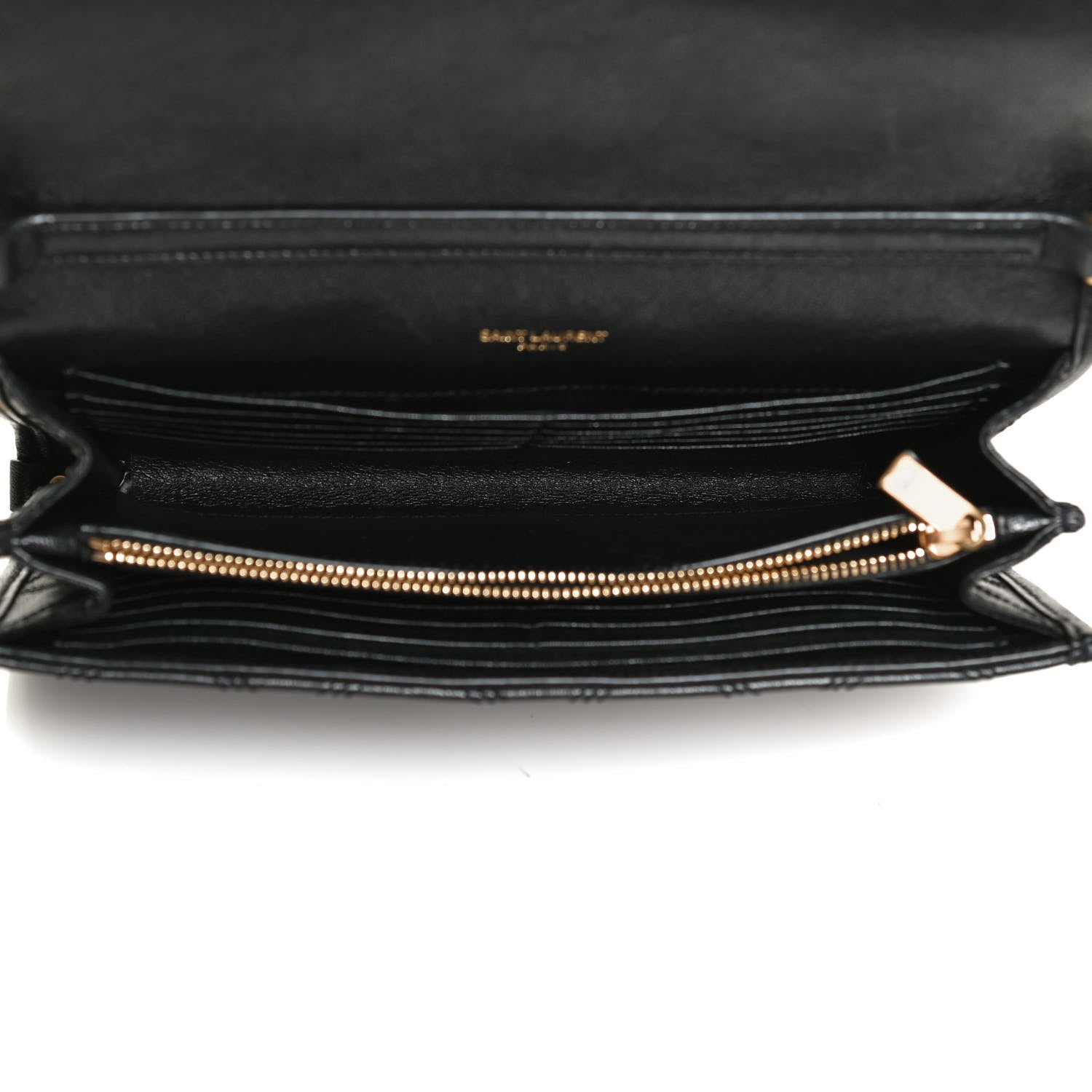 Saint Laurent Lambskin Diamond Quilted Becky Chain Wallet Black 5 of 13