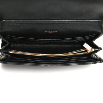 Saint Laurent Lambskin Diamond Quilted Becky Chain Wallet Black 5 of 13
