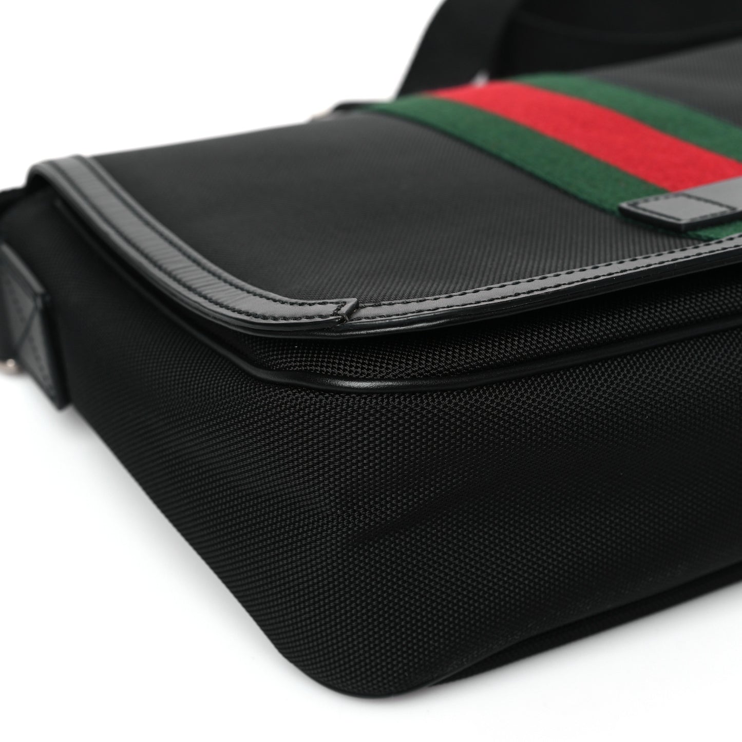 Techno Canvas Web Flap Messenger Bag Black