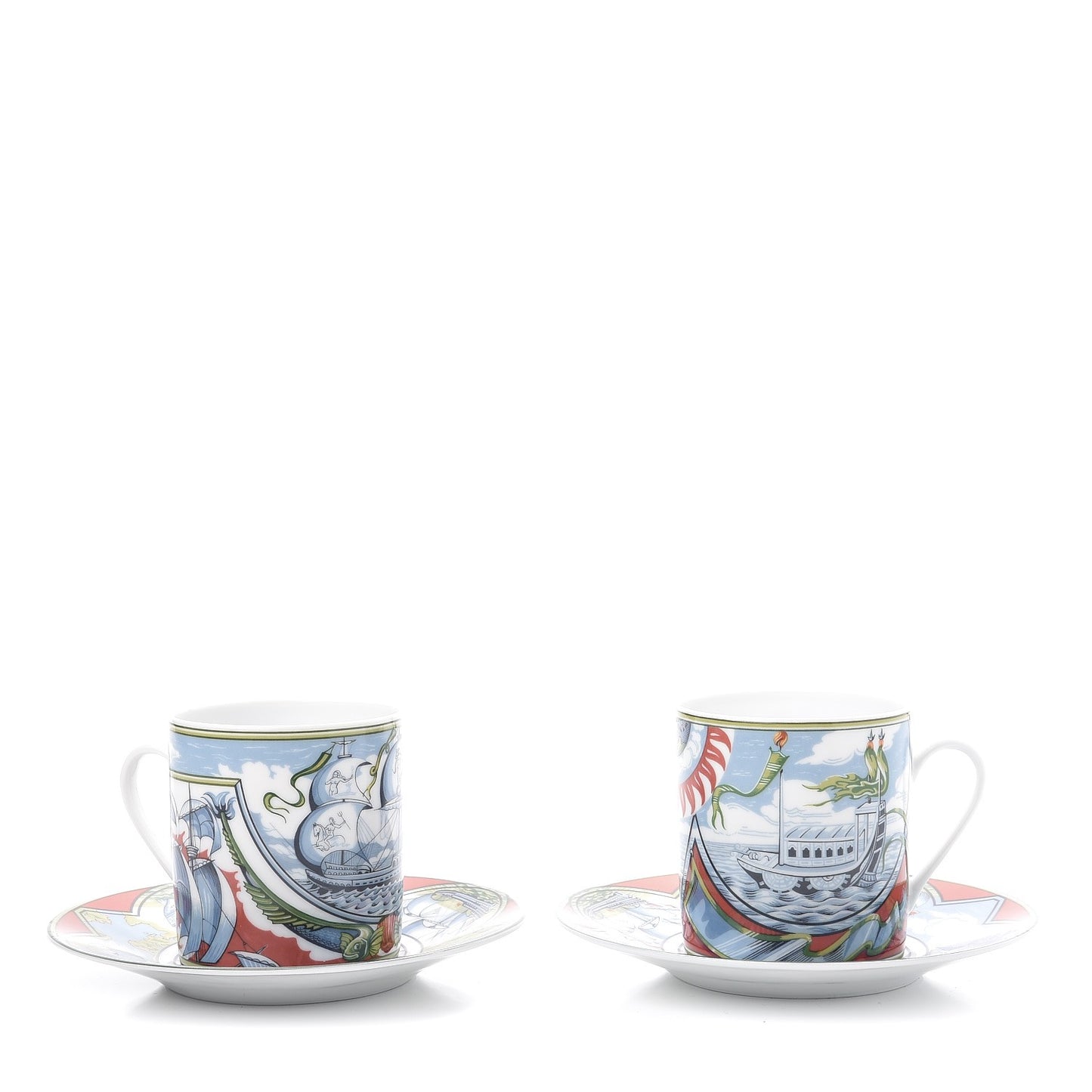 Porcelain Patchwork Tea Cup And Saucer Set of 2