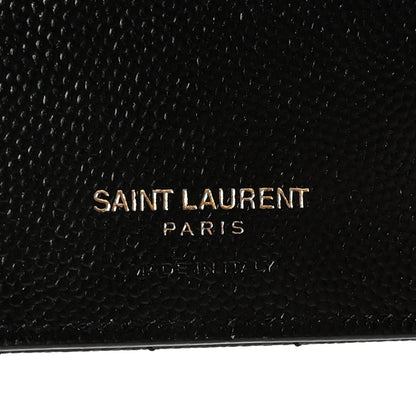 Saint Laurent Grain De Poudre Matelasse Chevron Monogram Zipped Card Case Black 7 of 7