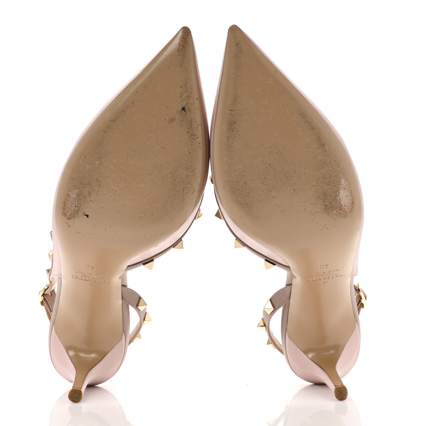 Calfskin Nappa Rockstud 100mm Pumps 40 Grey Pink Poudre