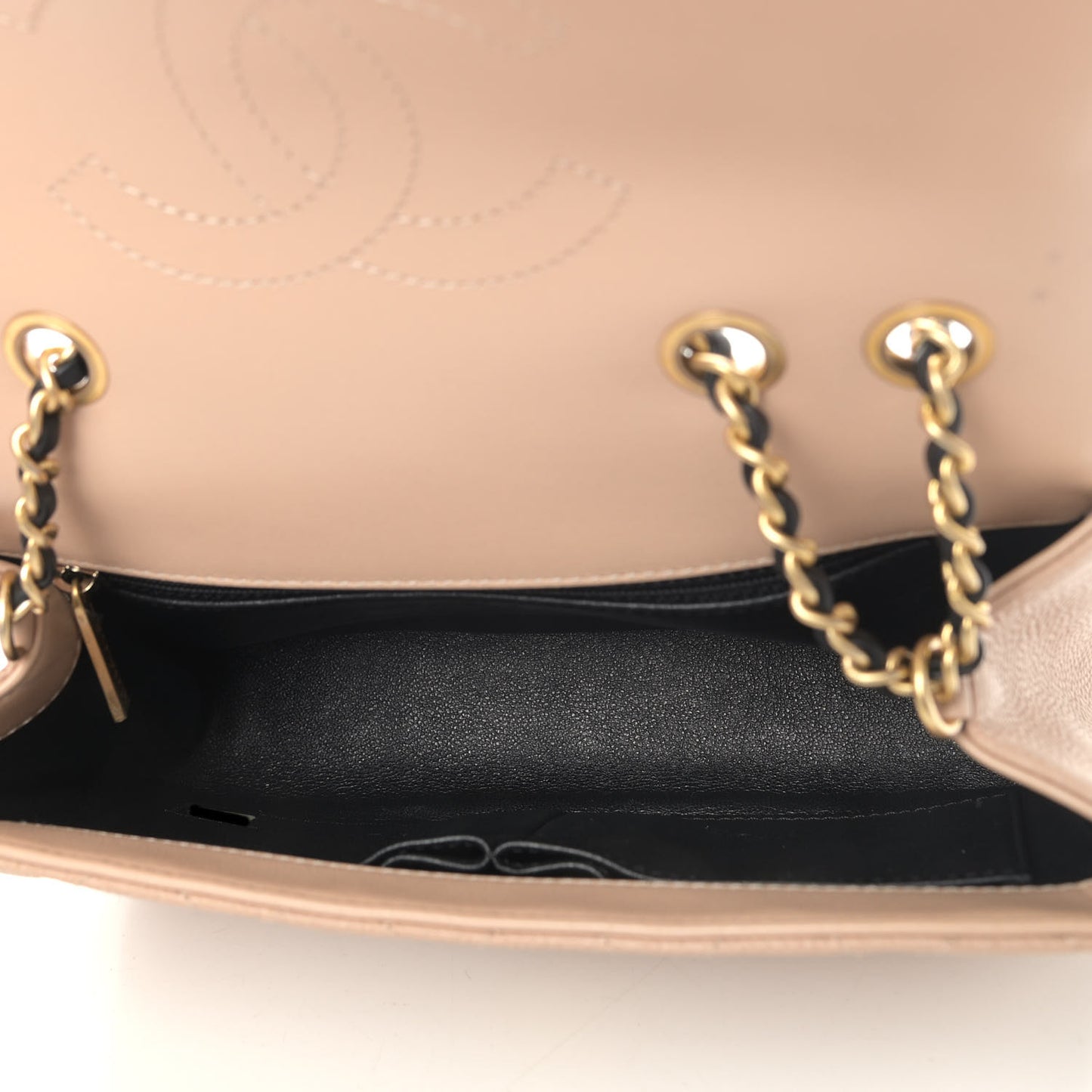 Caviar Quilted Small CC Filigree Flap Beige Black