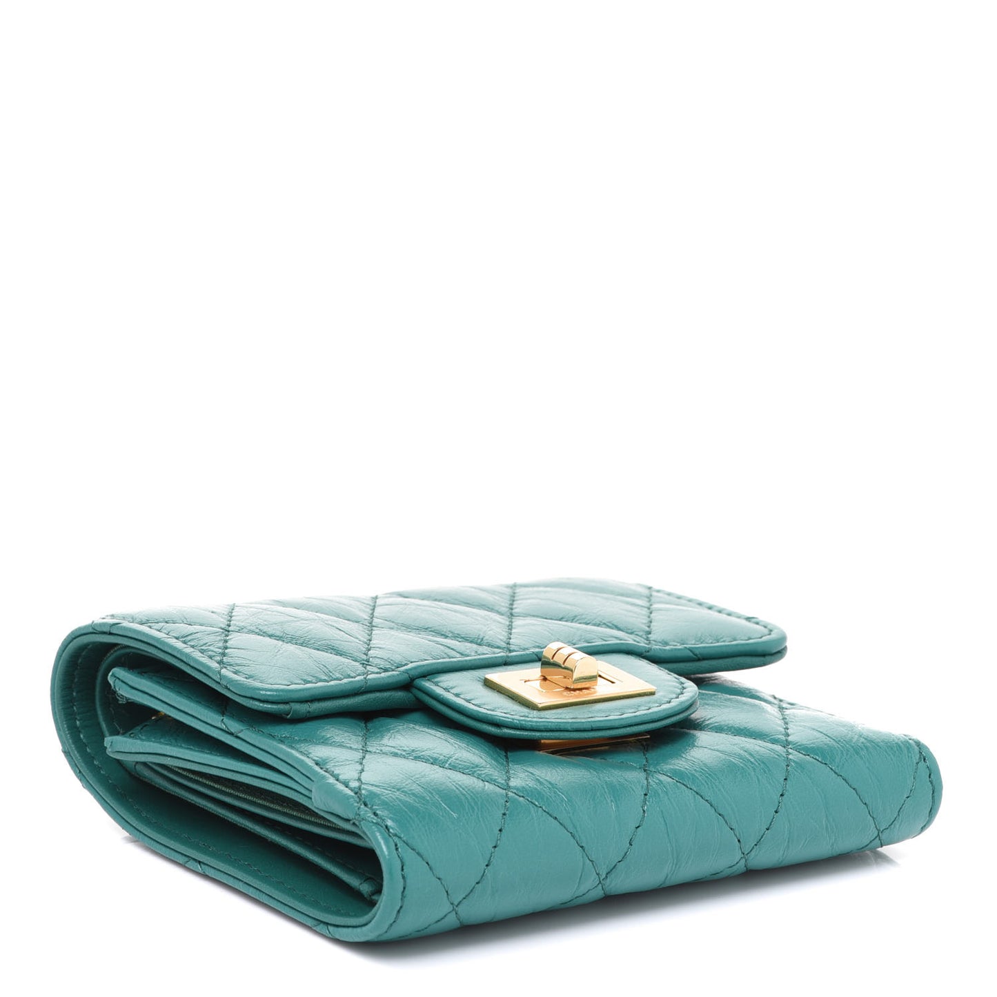Aged Calfskin Quilted Reissue Compact Wallet Green