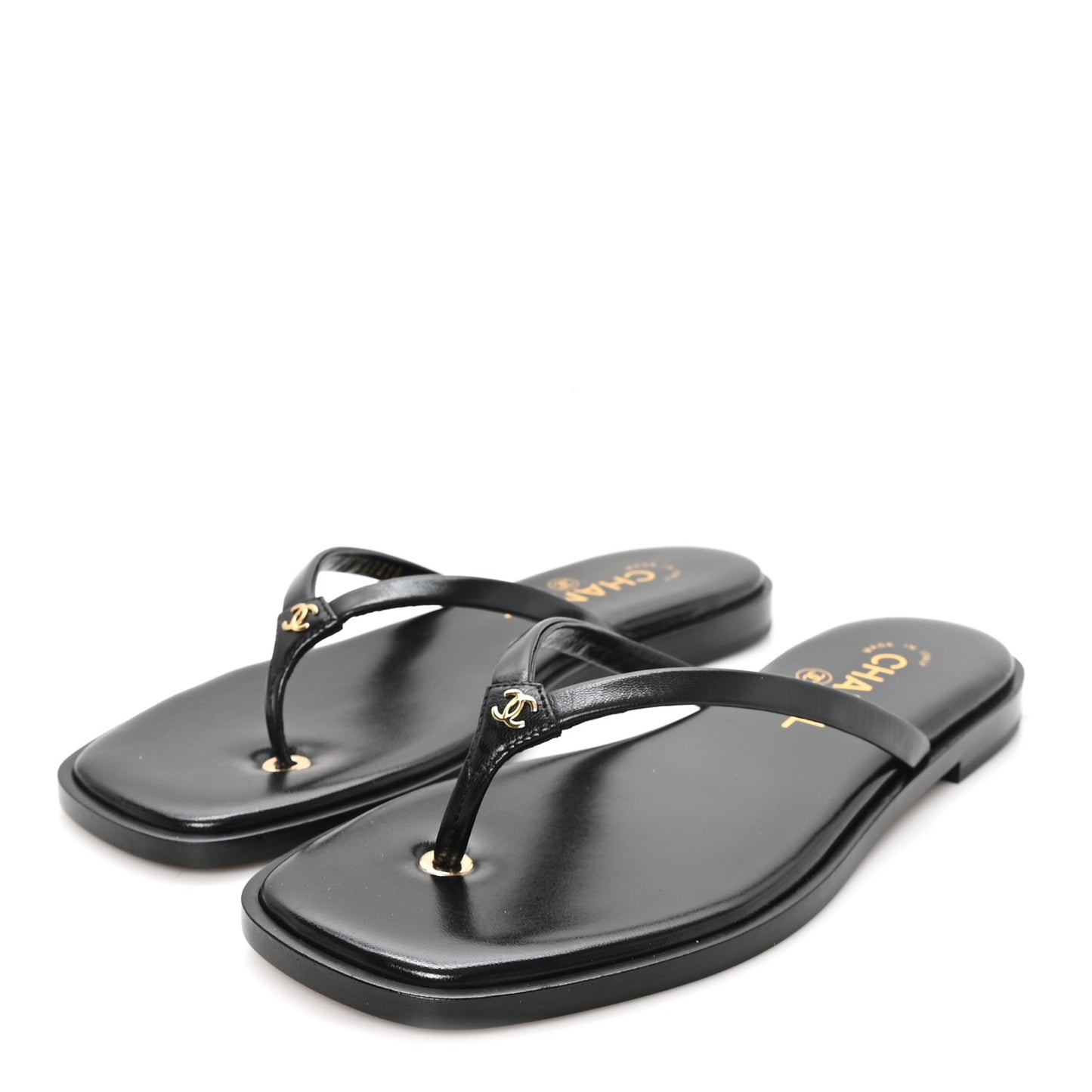 Goatskin CC Times Square Thong Sandals 37 Black