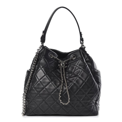 Chanel Lambskin Quilted CC Chain Bucket Bag Black 1 of 14