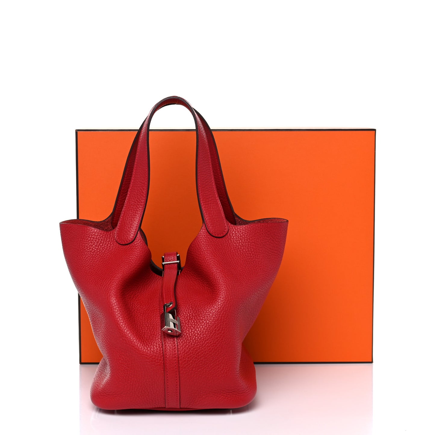 Taurillon Clemence Picotin Lock 22 MM Rouge Casaque