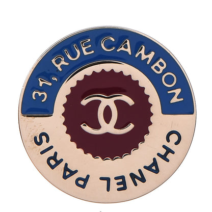 Chanel Enamel Rue Cambon CC Pin Brooch Blue Red Gold 1 of 5