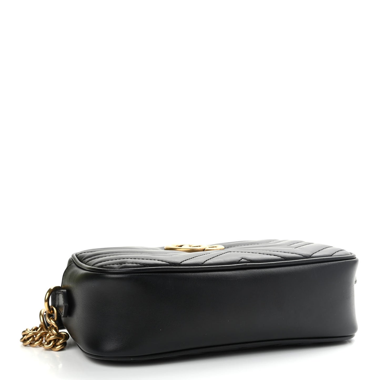 Calfskin Matelasse Small GG Marmont Chain Shoulder Bag Black