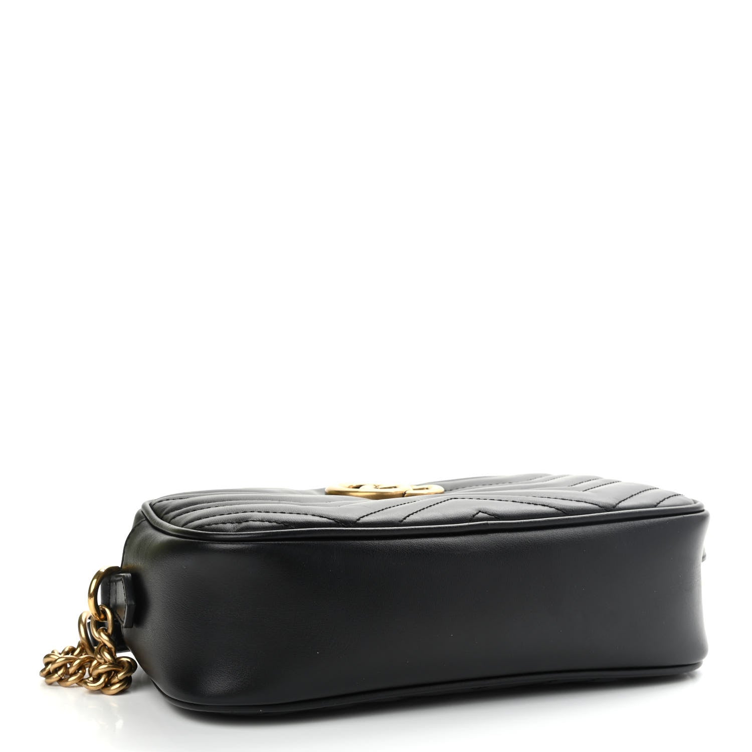 Gucci Calfskin Matelasse Small GG Marmont Chain Shoulder Bag Black 4 of 12