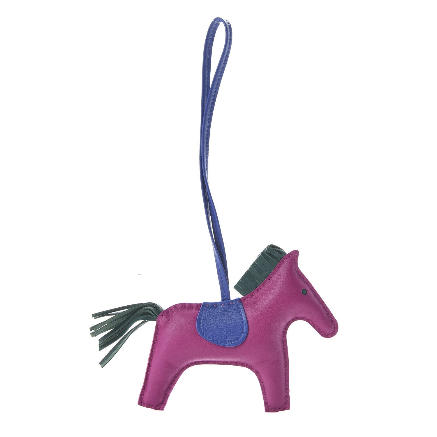 Hermes Milo Lambskin Grigri Rodeo Horse Bag Charm MM Rose Pourpre Malachite Bleu Electrique 1 of 5