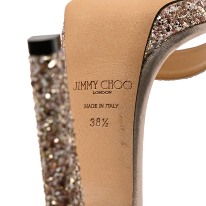 Jimmy Choo Dusty Glitter Misty 120 Sandals 38.5 Natural 7 of 9