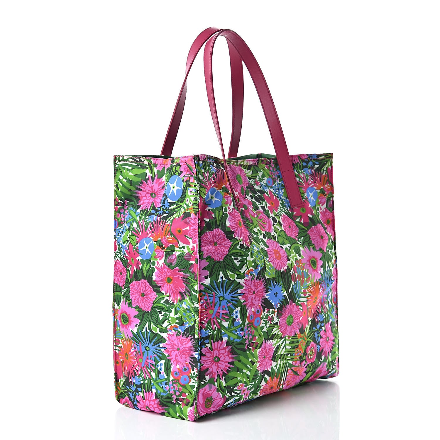 Prada Tessuto Nylon Floral Print Tote Pink 3 of 12