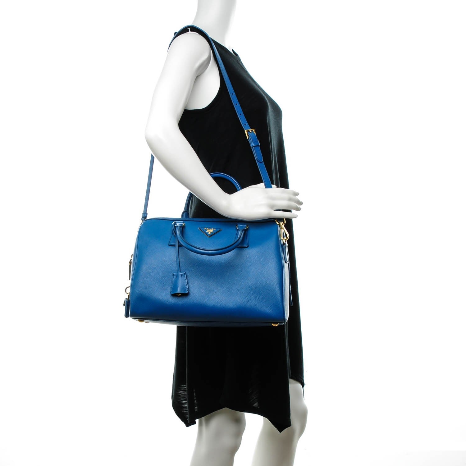 Prada Saffiano Lux Bowler Cobalto 2 of 7