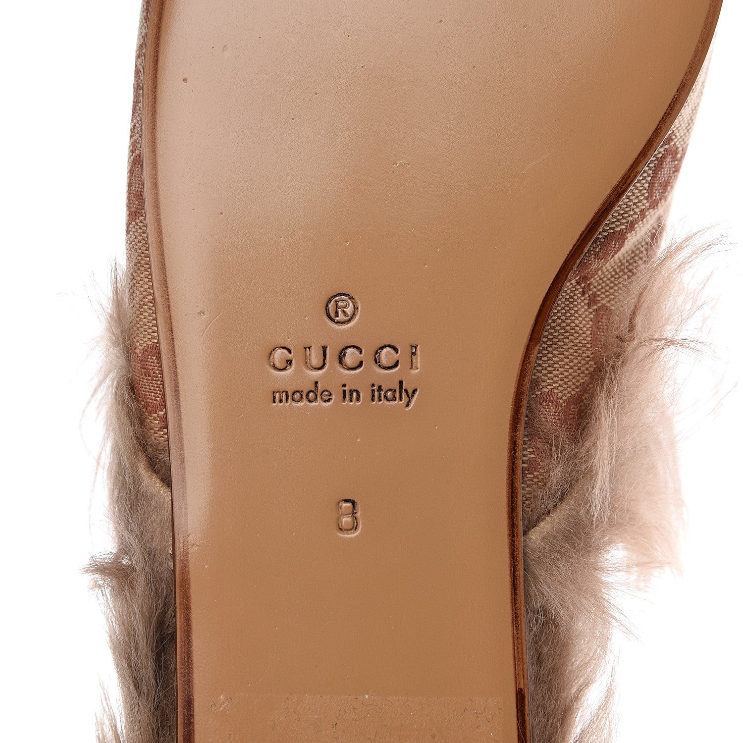 Gucci GG Monogram Fur Mens Princetown Slippers 8 Beige Ruggine Rust 7 of 8