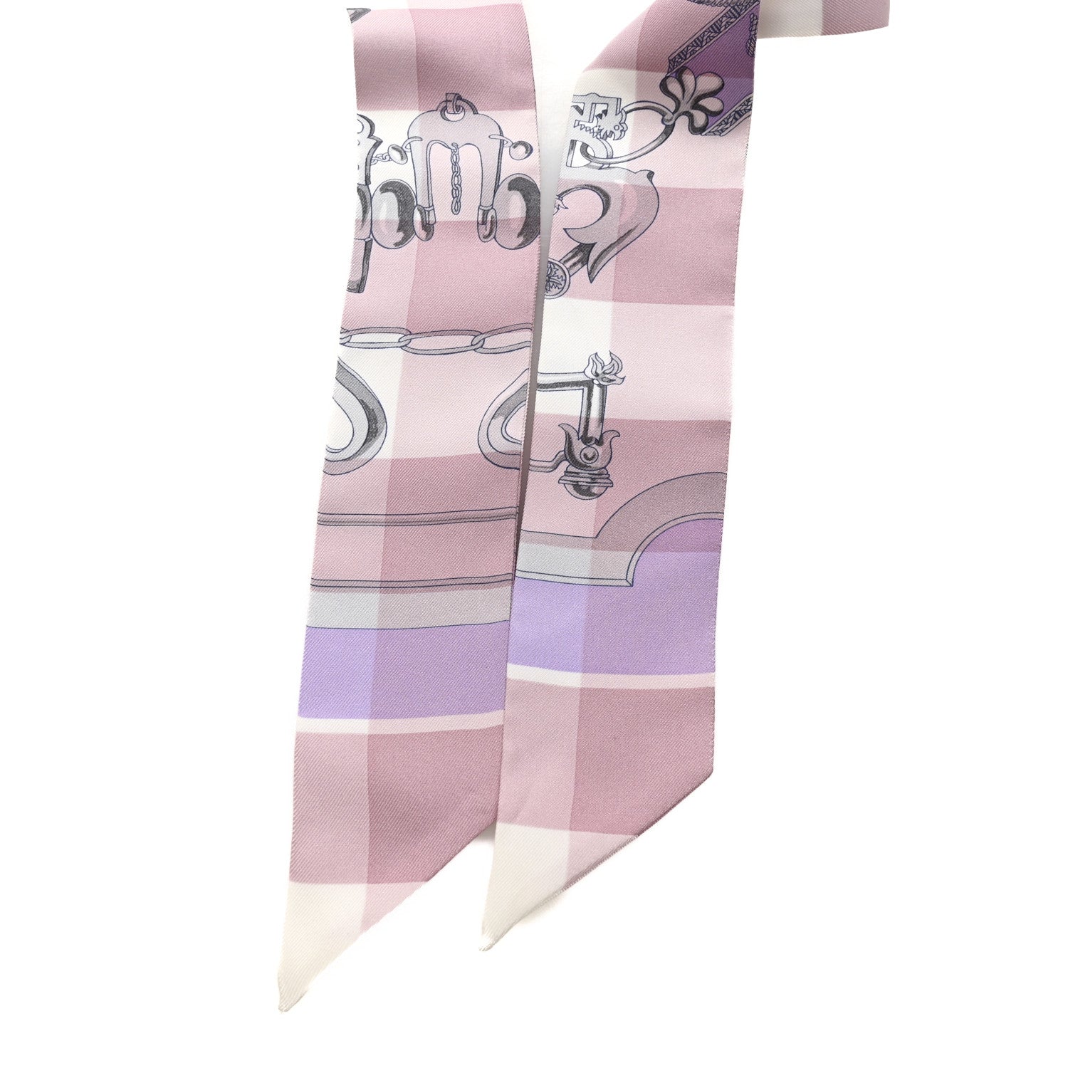 Hermes Silk Mors Et Gourmettes Vichy Twilly Parme Mauve White 2 of 4