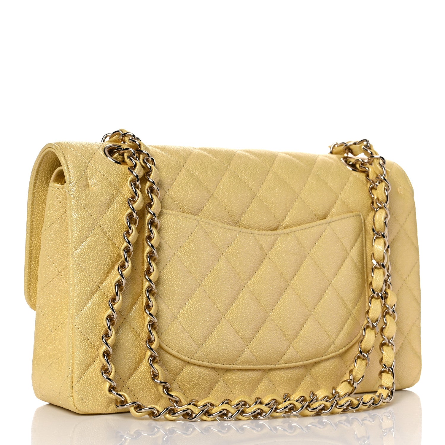 Chanel Iridescent Caviar Quilted Medium Double Flap Yellow 3 of 10