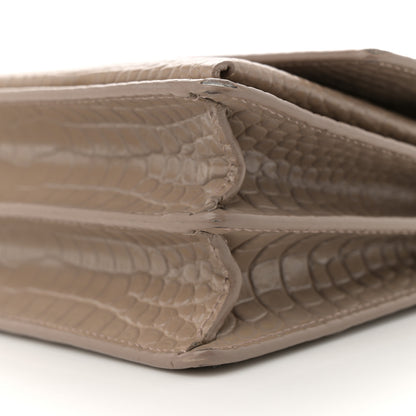 Saint Laurent Calfskin Crocodile Embossed Medium Monogram Sunset Dusty Grey 10 of 17