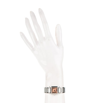 Cartier Stainless Steel Pink Mother of Pearl 20mm Tank Francaise Quartz Watch 2 of 7