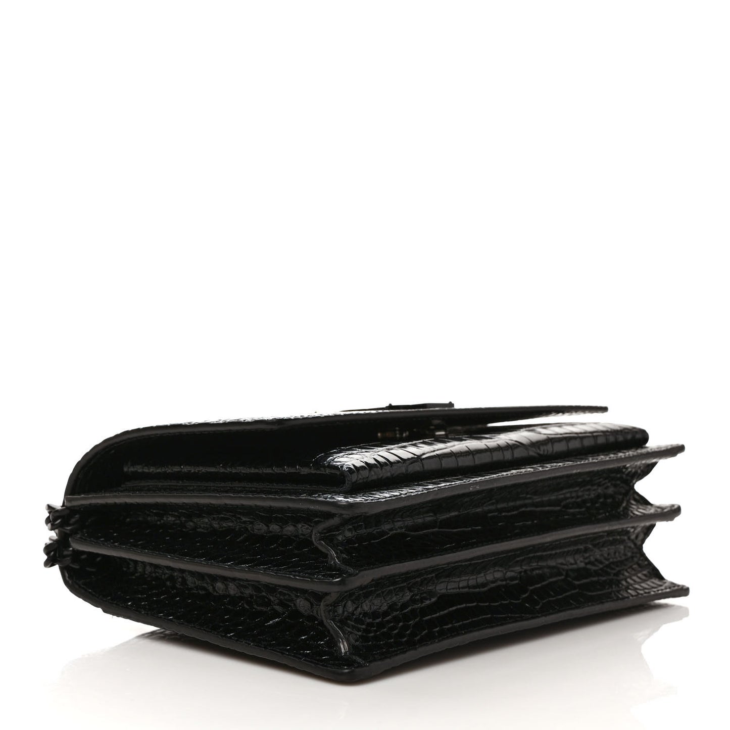 Calfskin Crocodile Embossed Medium Monochrome Monogram Sunset Black