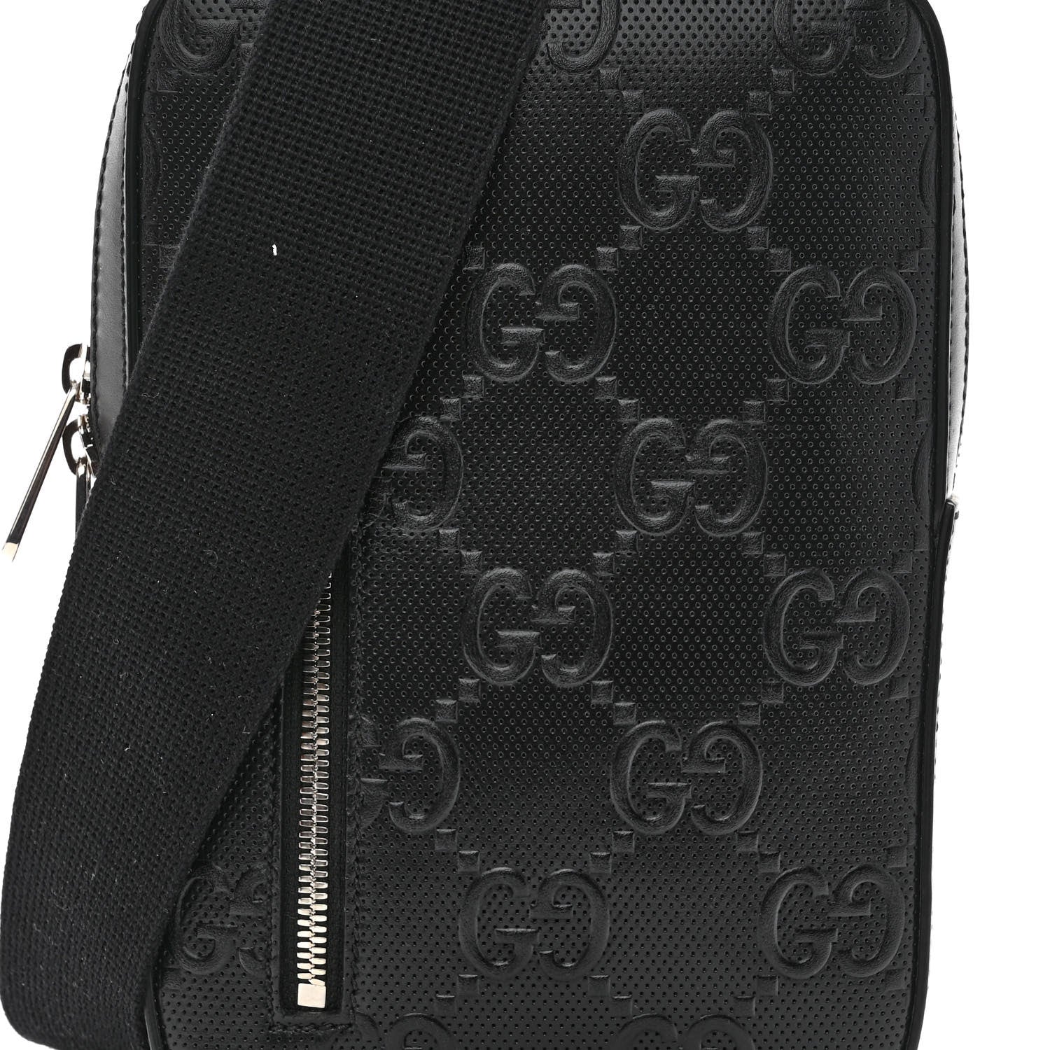 Gucci Calfskin GG Tennis Embossed Sling Backpack Black 7 of 9