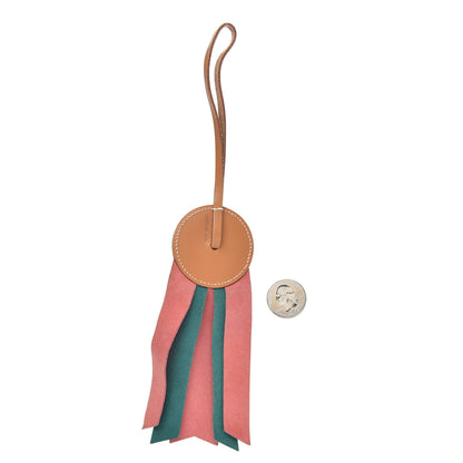 Hermes Vache Hunter Milo Lambskin Paddock Flot Bag Charm Rose Azalee Malachite 2 of 4