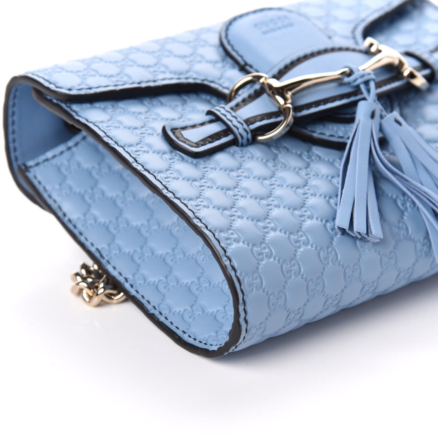 Gucci Soft Microguccissima Mini Emily Chain Shoulder Bag Mineral Blue 7 of 8