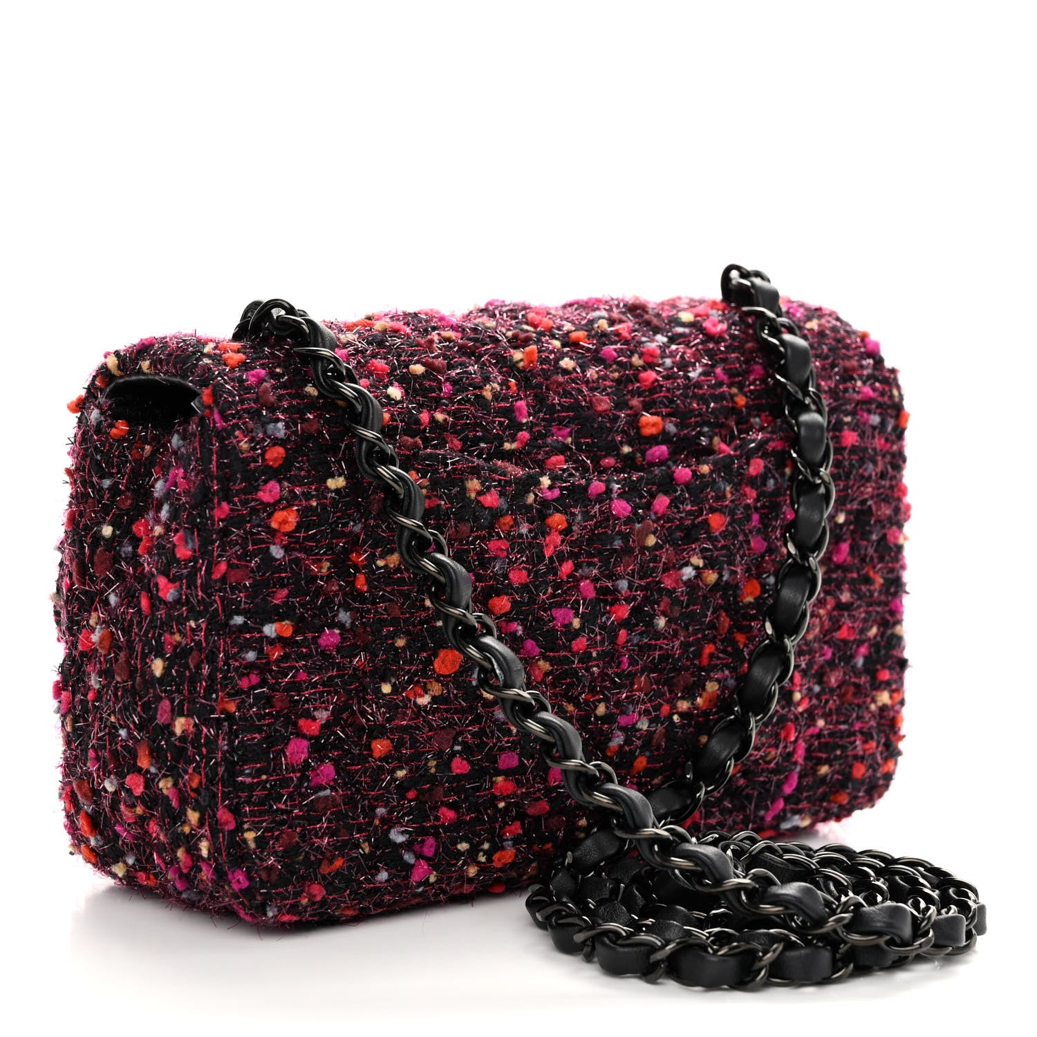 Chanel Tweed Quilted Mini Rectangular Flap Pink Multicolor 3 of 11