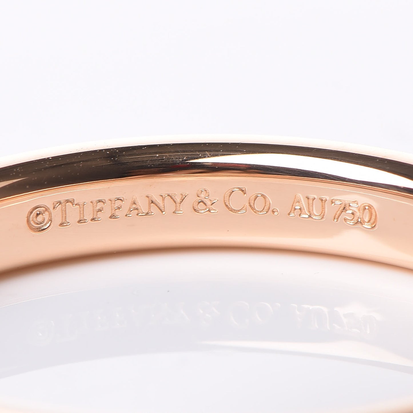 18K Rose Gold Diamond 3mm Logo Band Ring 56 7.75