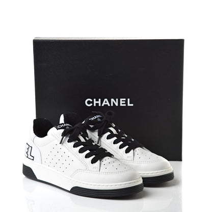 Chanel Calfskin Womens Logo Sneakers 39 Black White 8 of 8