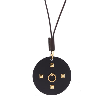 Hermes Pearwood Medor Pendant Necklace Black 3 of 5