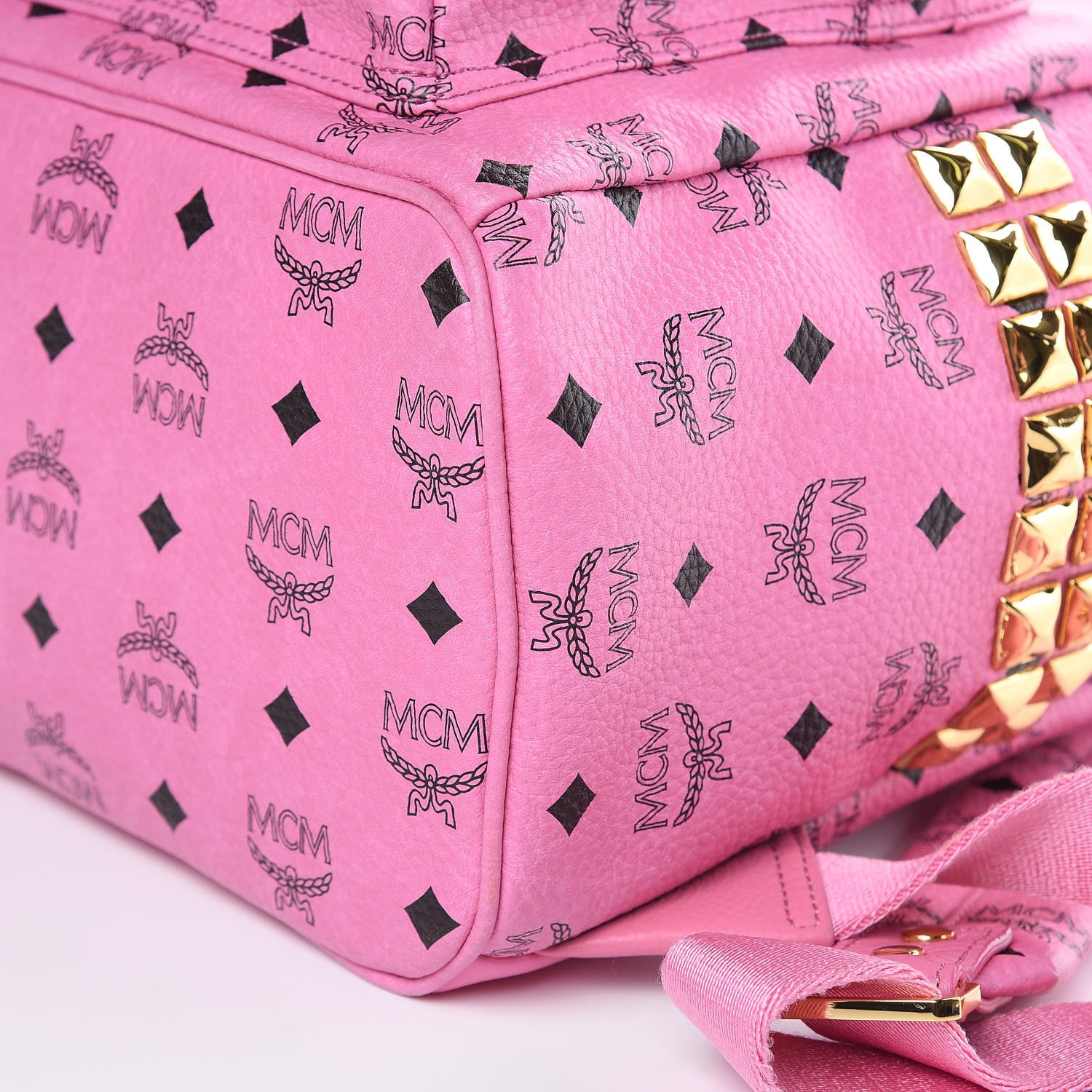 MCM Visetos Medium Side Studs Stark Backpack Pink 8 of 10