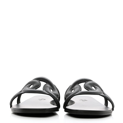 Hermes Rubber Aloha Sandals 39 Black 2 of 10