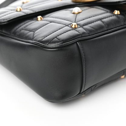Gucci Calfskin Matelasse Studded Medium Pearly GG Marmont Shoulder Bag Black 8 of 9