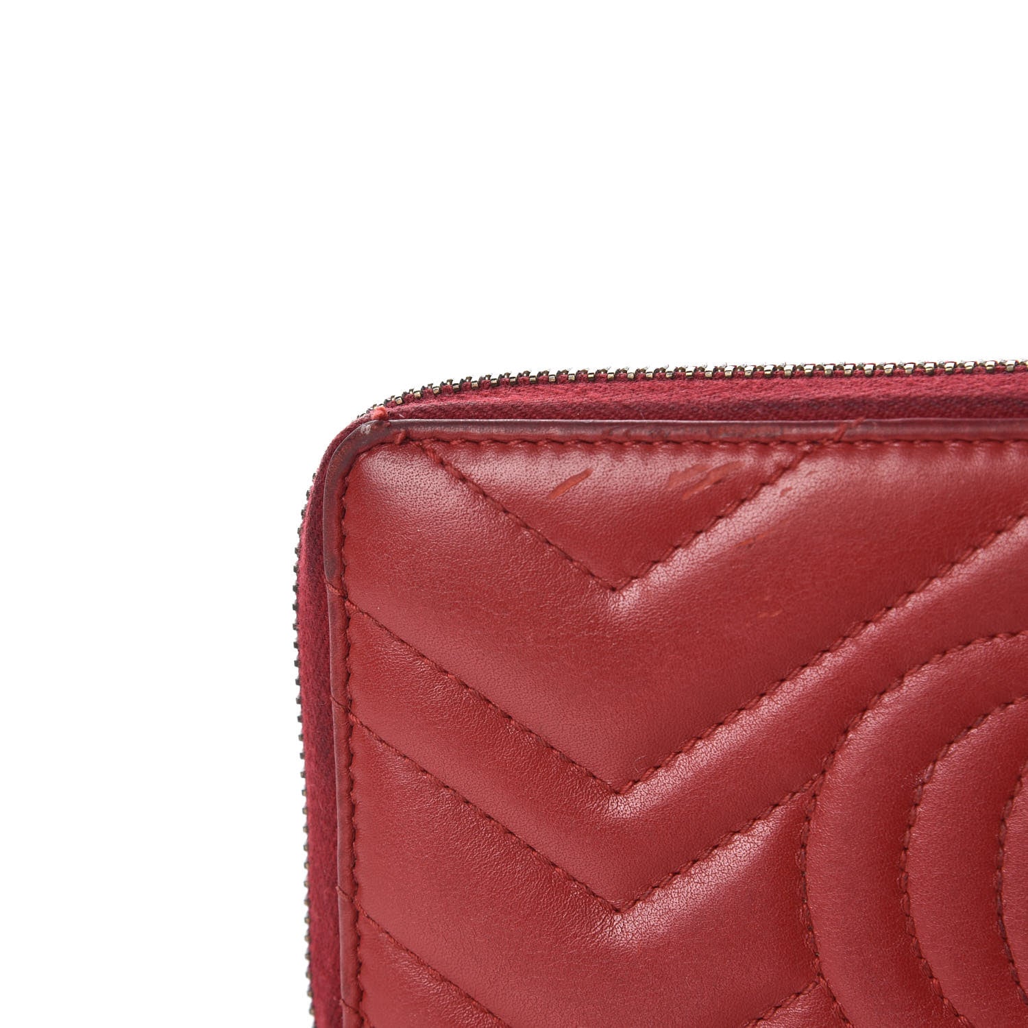Gucci Calfskin Matelasse GG Marmont Zip Around Wallet Hibiscus Red 13 of 15
