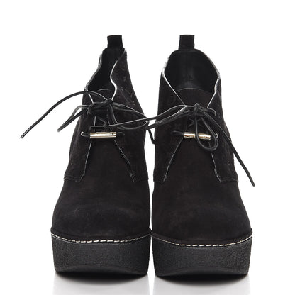 Louis Vuitton Suede Embossed Monogram Frosty Wedge Low Boots 39 Black 2 of 11