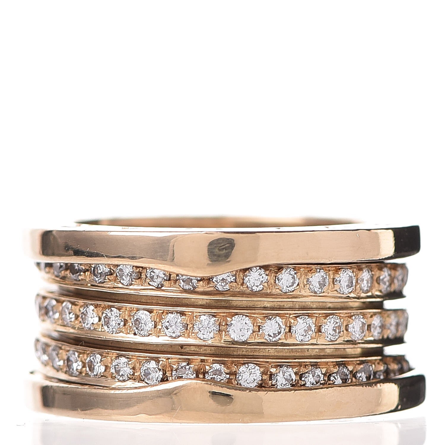 Bulgari 18K Yellow Gold Diamond B.Zero1 Four-Band Pave Ring 52 6 9 of 10