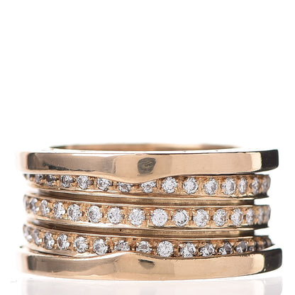 Bulgari 18K Yellow Gold Diamond B.Zero1 Four-Band Pave Ring 52 6 9 of 10