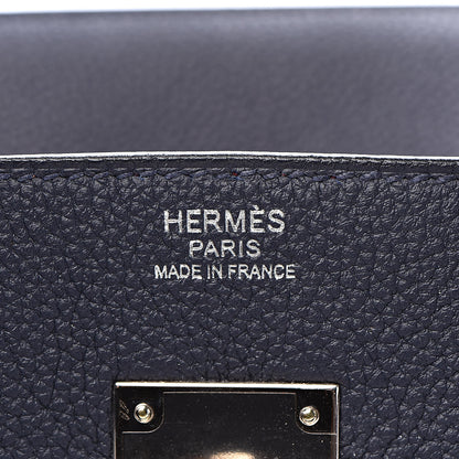 Hermes Togo Birkin Verso 30 Bleu Nuit Orange Poppy 6 of 34