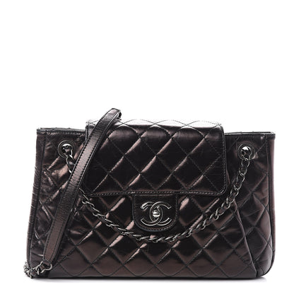 Chanel Glazed Calfskin Quilted Accordion Flap Black 1 of 9