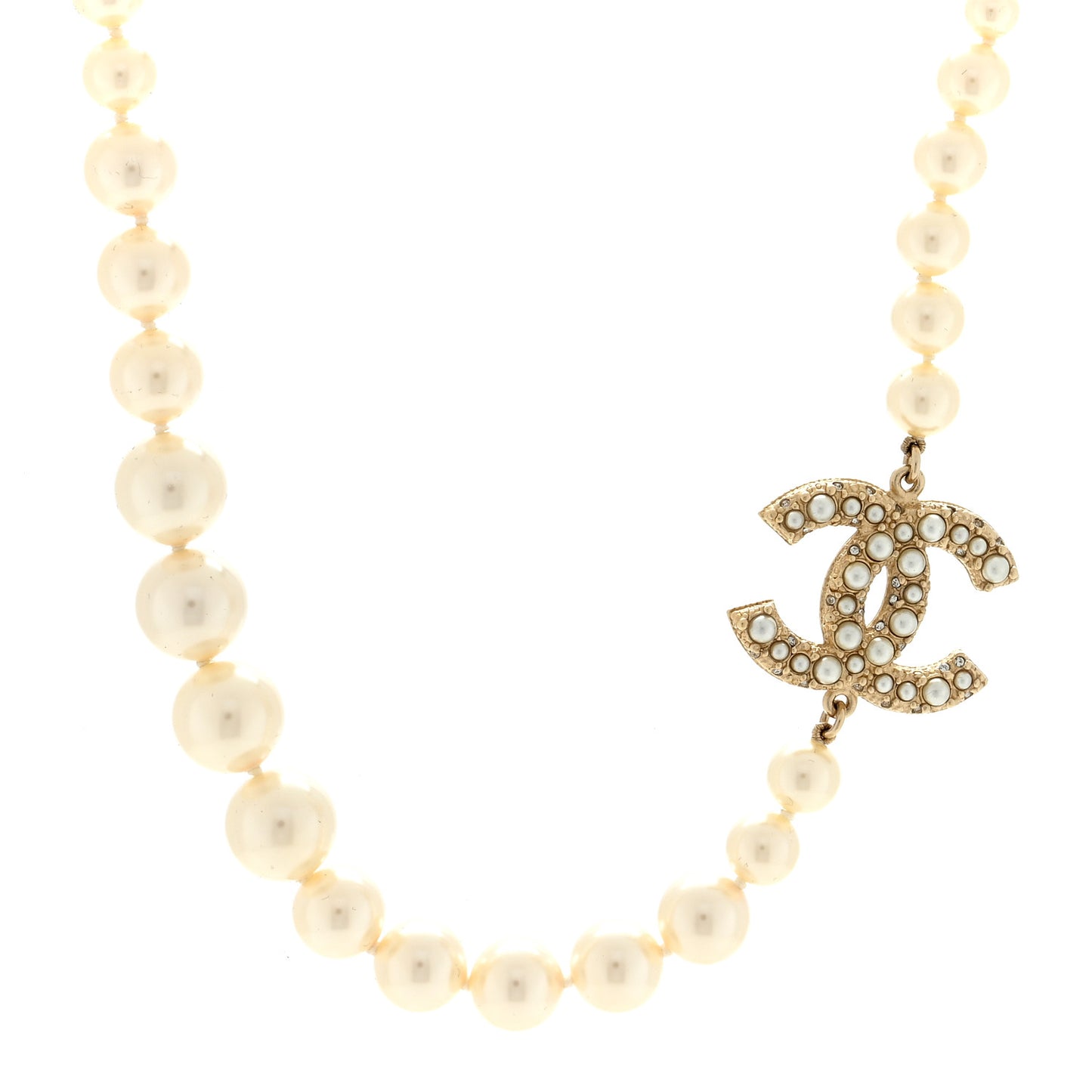 Pearl CC 100th Anniversary Necklace Light Gold