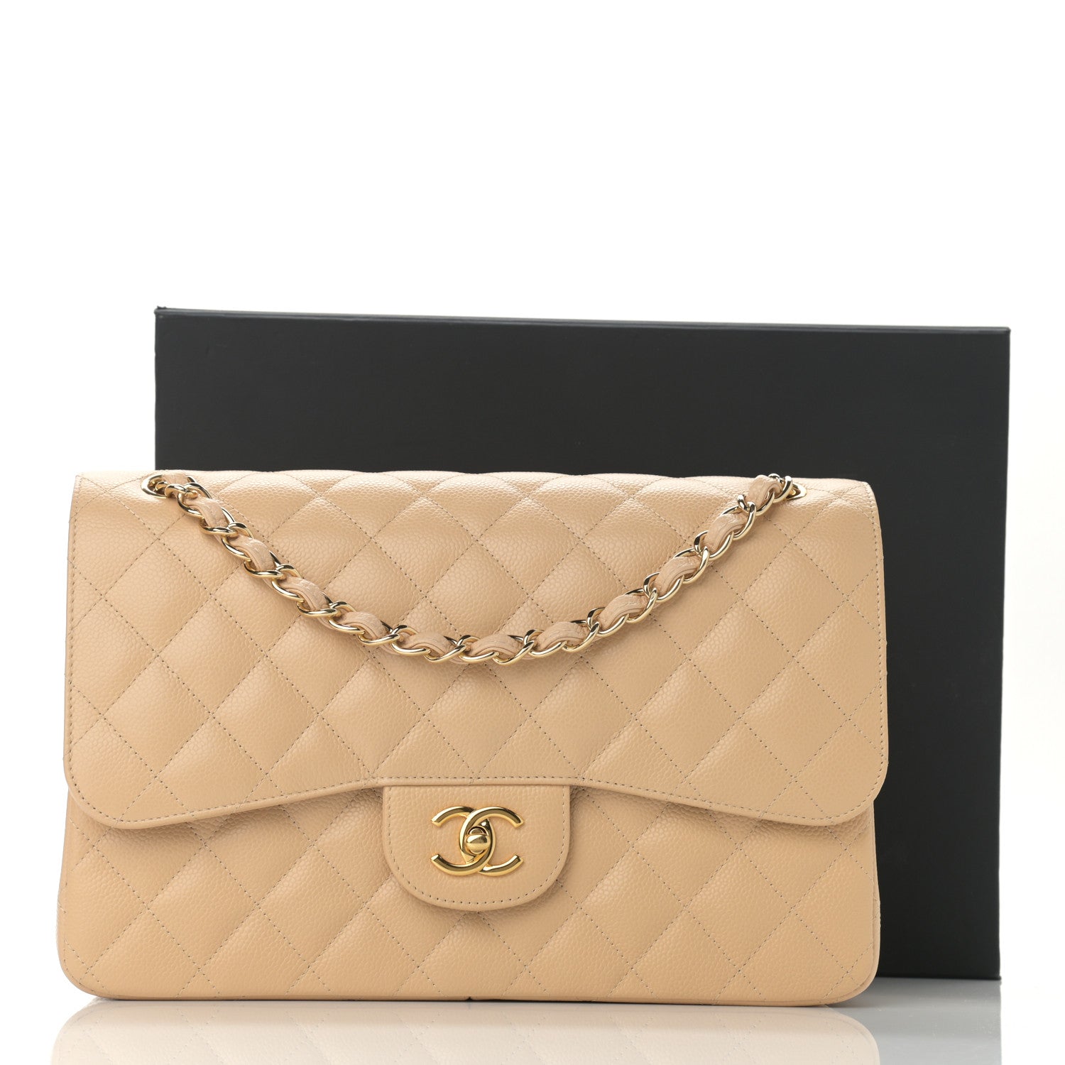 Chanel Caviar Quilted Jumbo Double Flap Beige 11 of 11