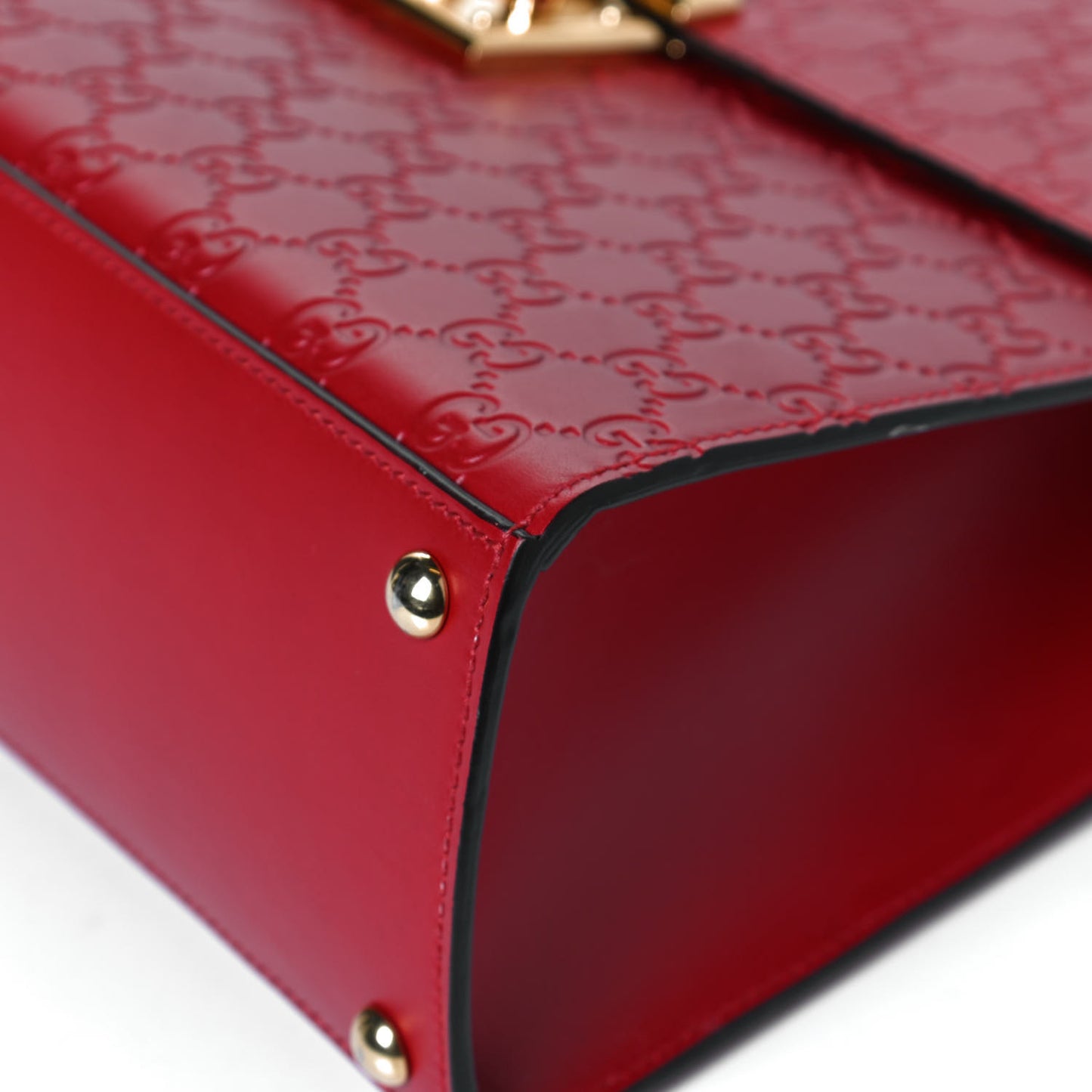 Guccissima Signature Medium Padlock Top Handle Bag Hibiscus Red