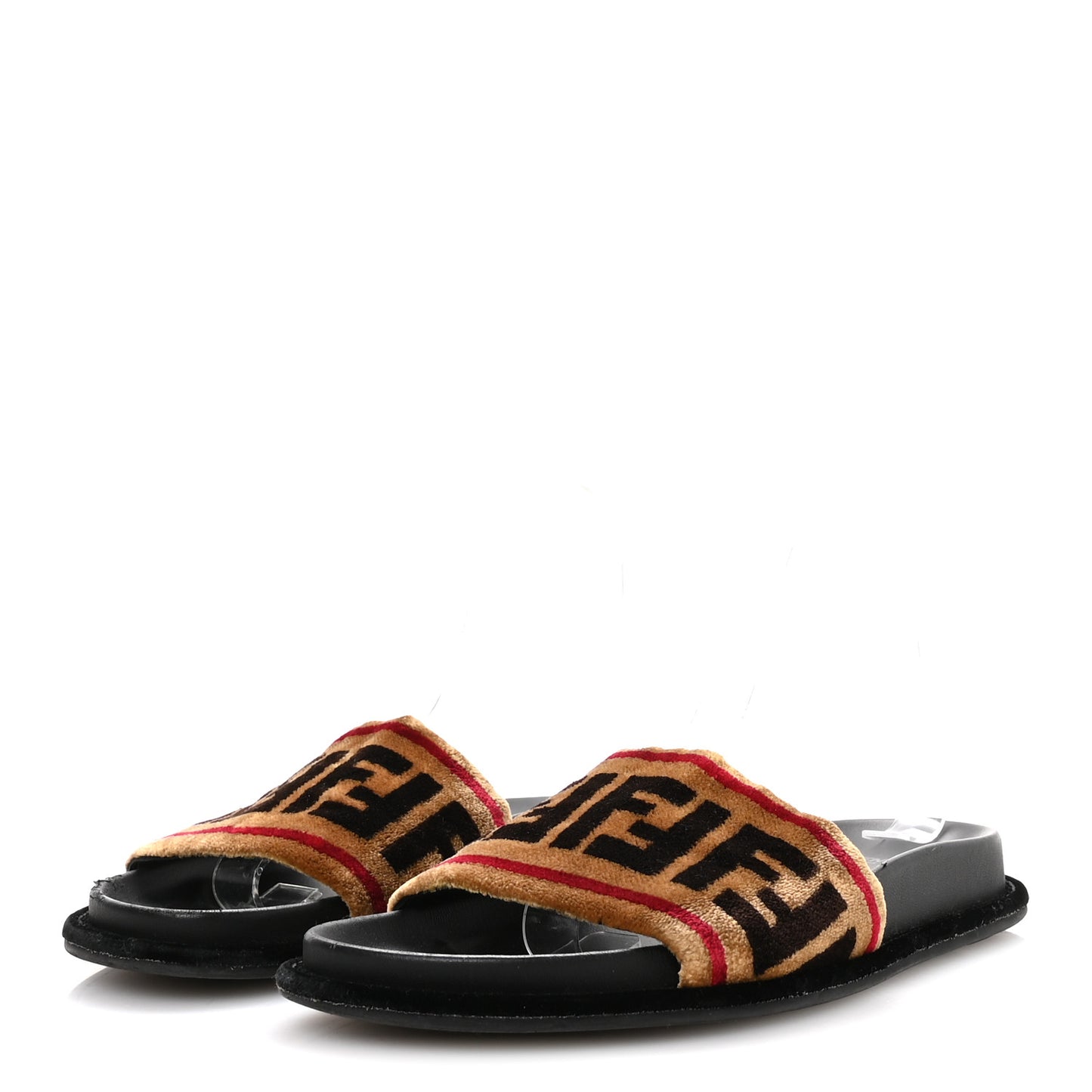 Velvet FF Flat Slide Sandals 38 Testa Di Moro Tobacco Fragola