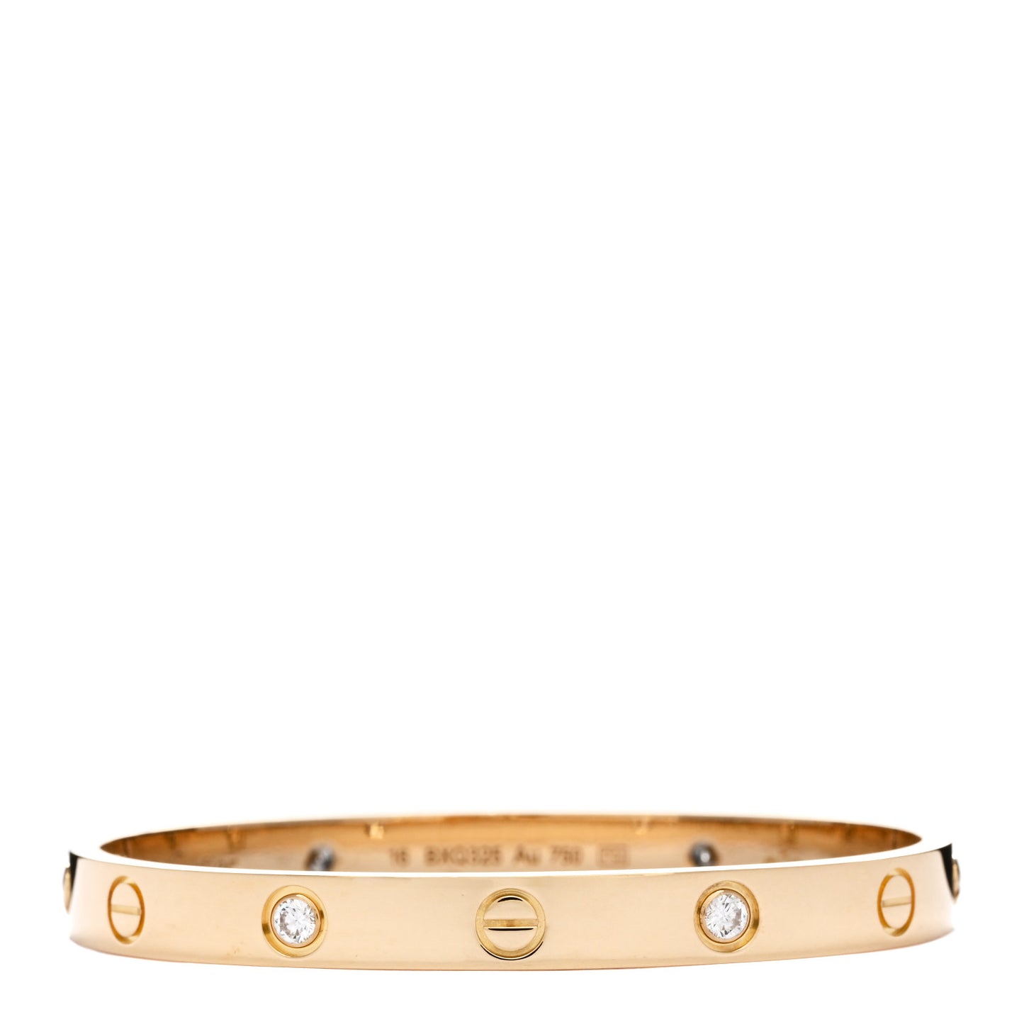 18K Yellow Gold 4 Diamond LOVE Bracelet 16