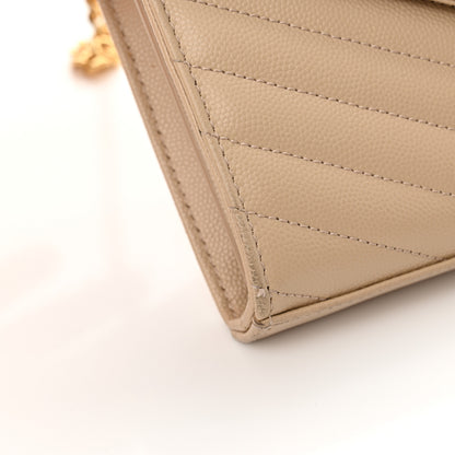 Saint Laurent Grain De Poudre Matelasse Chevron Monogram Chain Wallet Nude Powder 13 of 13