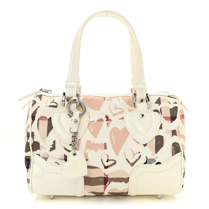 Burberry Patent Nova Check Heart Small Chester Bowling Bag White 1 of 11