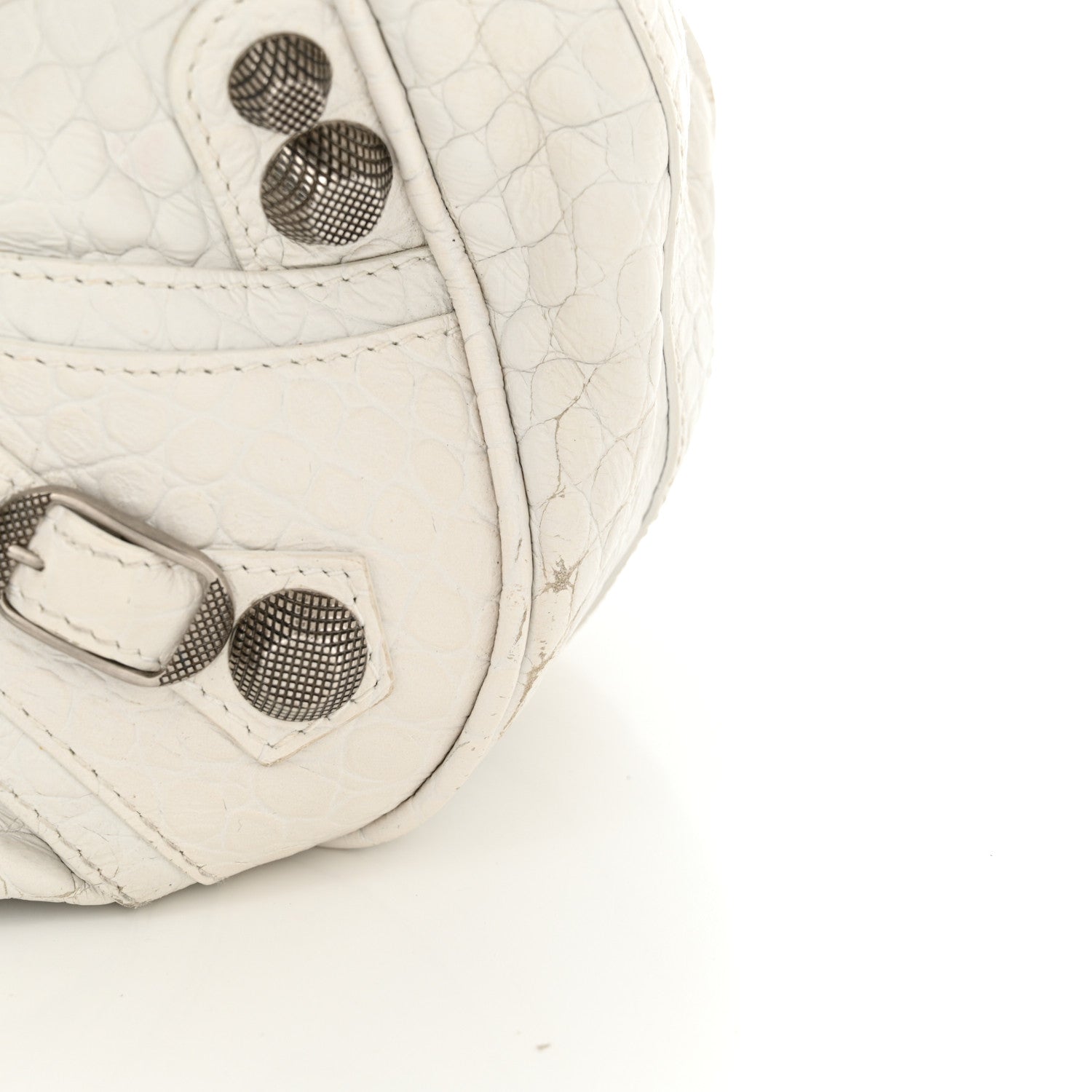 Balenciaga Extra Supple Calfskin Crocodile Embossed Medium Le Cagole Shoulder Bag White 13 of 18