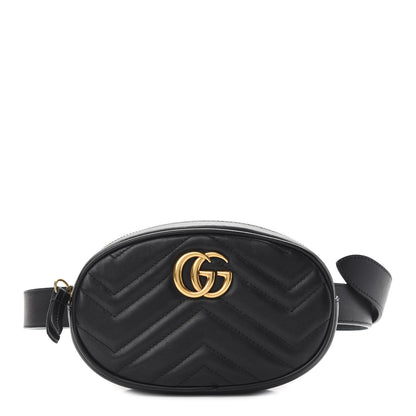 Gucci Calfskin Matelasse GG Marmont Belt Bag 75 30 Black 1 of 10