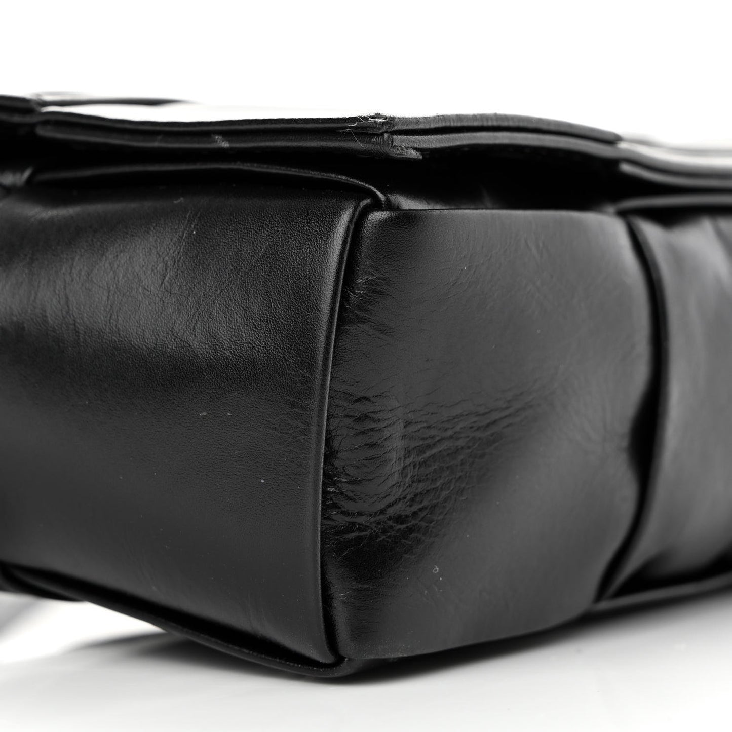Paper Calfskin Intrecciato Cassette Belt Bag Black